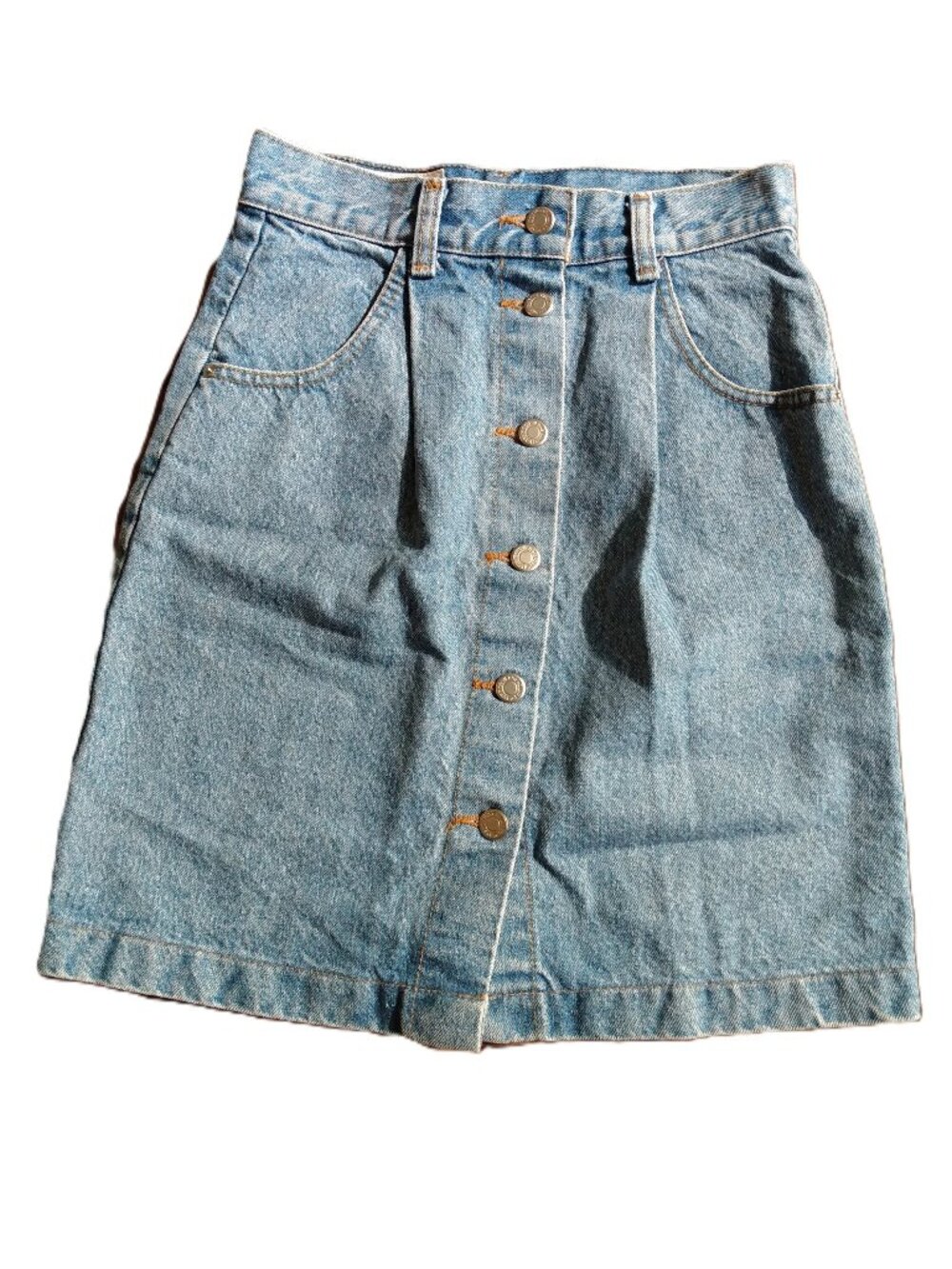 Vintage 80s Denim Jean Skirt Size 5 26.5"W Cotton Ginny